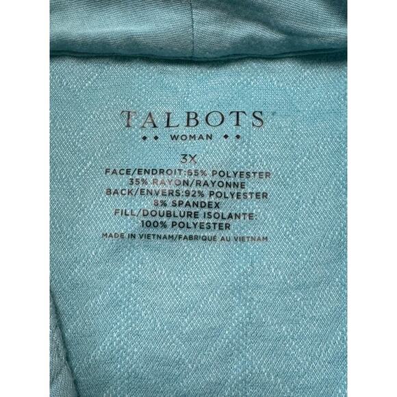 TALBOTS Cardigan Sweater/Blazer;, size 3X; SOFT; Teal Blue lightweight layer - Picture 3 of 11